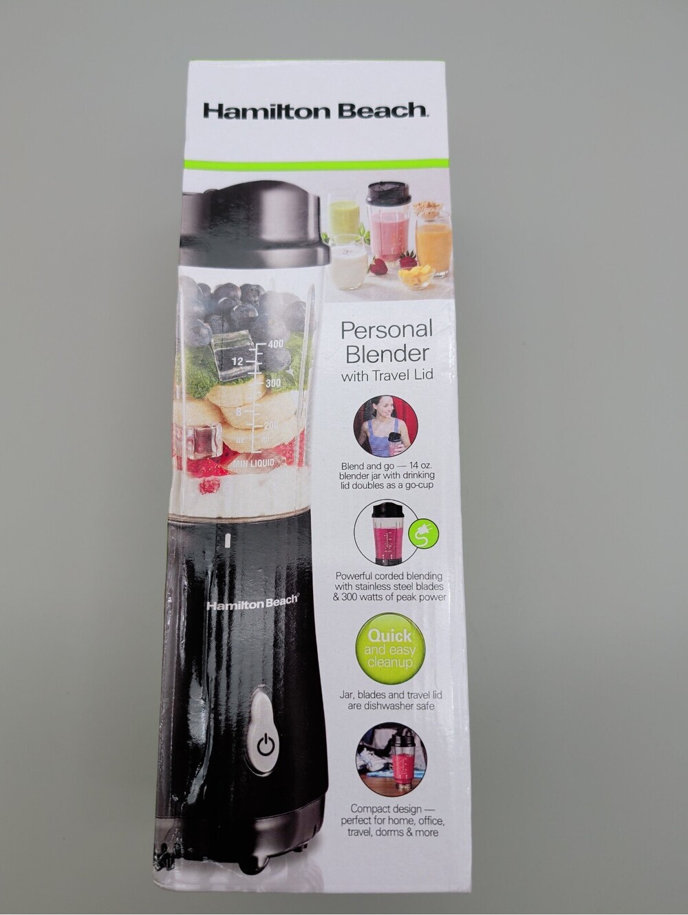 Hamilton Beach Personal Blender with Travel Lid on the Go Cup 300 Watts Compact